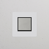 Bouton Poussoir Carré (Plaque Simple) - Nickel Poli Peignable Insert Noir