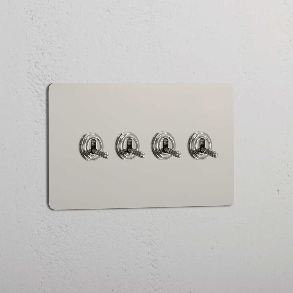 High Capacity Quad Control Toggle Switch: Polished Nickel Double 4x Toggle Switch