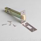 Polished Nickel Bathroom Lock 100mm on White Background