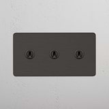 High-Performance Double Toggle Switch in Bronze with 3 Levers on White Background