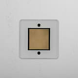 Central Position Single Rocker Switch in Clear Antique Brass Black - Reliable Lighting Management on White Background
