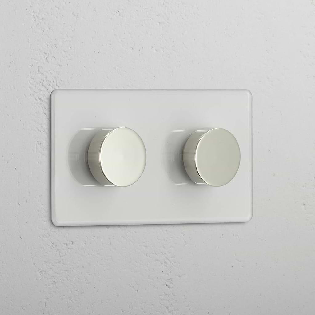 Sophisticated Double Dimmer Switch in Clear Polished Nickel - Light Intensity Management Accessory