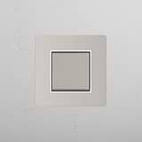 Centre-Position Single Rocker Switch in Polished Nickel White on White Background