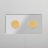 Double Dimmer Switch in Clear Antique Brass - Perfect Tool for Adjustable Light Control on White Background