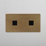 High-Quality Double USB Module in Antique Brass Black aesthetic on White Background