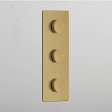 Antique Brass Triple Dimmer Switch with Vertical Adjustment - Light Control