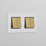 Interrupteur VV Carré x4 (Plaque Double) - Laiton Ancien Peignable Insert Noir