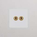 Interrupteur VV à Levier x2 (Plaque Simple) - Laiton Ancien Peignable