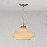 Brookfield Suspension Moyen Format en Verre Opalin - Laiton Ancien