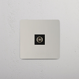 TV Signal Accessory on White Background: Polished Nickel Black Single TV Module