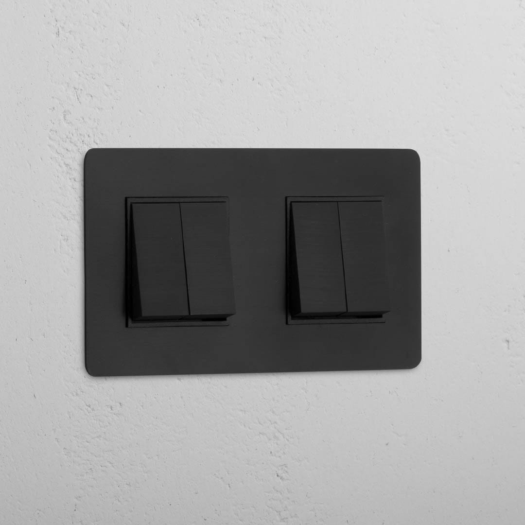 Interrupteur à Bascule Rectangulaire x4 Double - Bronze Noir