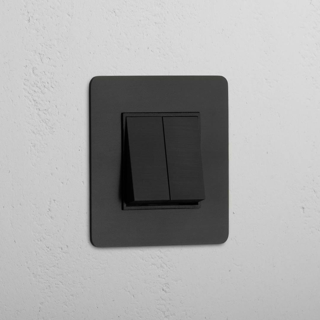 Interrupteur à Bascule Rectangulaire x2 Simple - Bronze Noir