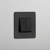 Interrupteur à Bascule Rectangulaire x2 Simple - Bronze Noir