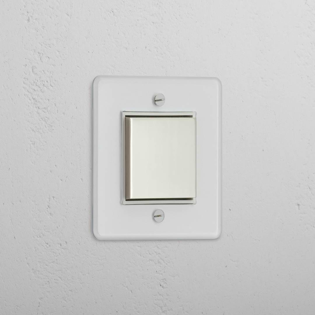 Interrupteur à Bascule Rectangulaire (Cent) Simple - Nickel Poli Transparent Blanc