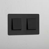 Interrupteur à Bascule Rectangulaire x2 Double - Bronze Noir