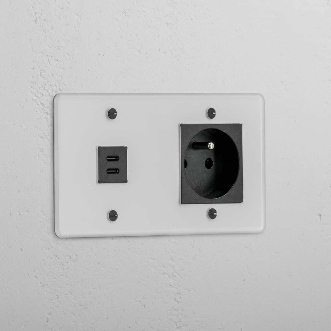 USB C 30W Double & Module Française - Noir Transparent
