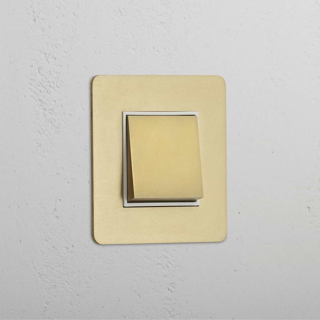Interrupteur à Bascule Rectangulaire (Int) Simple - Laiton Ancien Blanc