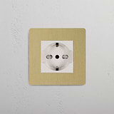 Modulo Singolo Schuko/Bipasso - Ottone Antico Bianco