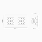 Modulo Doppio 2x Schuko/Bipasso - Nichel Lucido Bianco