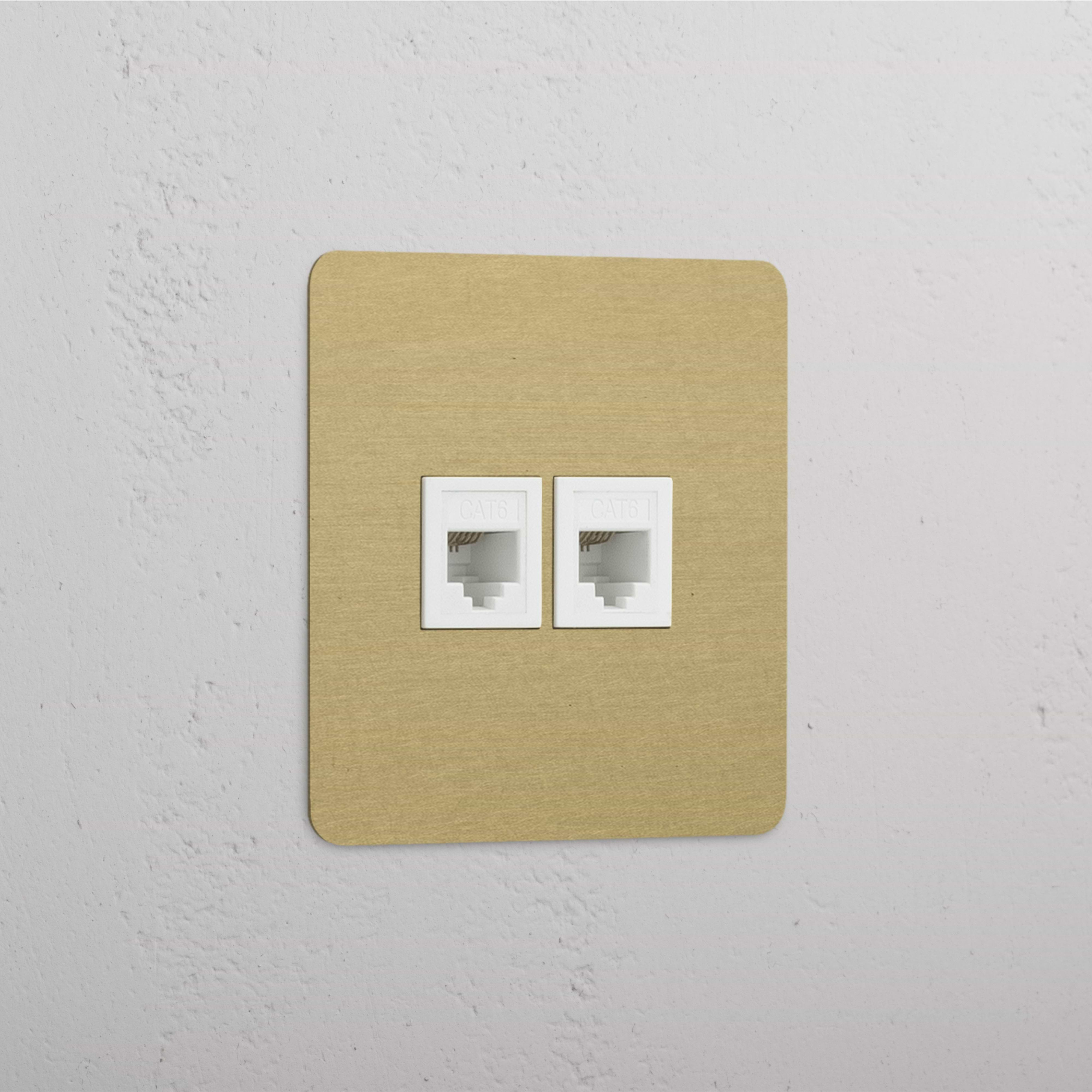 Modulo Doppio RJ45 Design Singolo in Ottone Antico Bianco - Connessione Affidabile