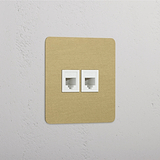 Modulo Doppio RJ45 Design Singolo in Ottone Antico Bianco - Connessione Affidabile