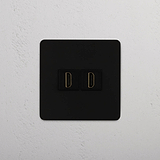 Modulo HDMI Singolo di Alta Qualità in Bronzo Nero con Doppie Porte su Sfondo Bianco
