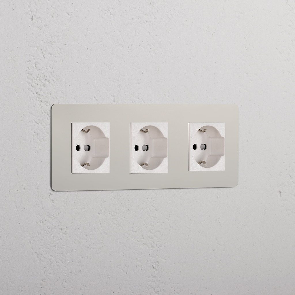 Modulo Triplo 3x Schuko/Bipasso in Nichel Lucido Bianco