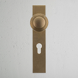 Poplar Pomello Porta con Placca Lunga e Serratura Euro - Ottone Antico