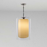 Windsor Lampadario Grande in Vetro Opale - Nichel Lucido
