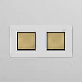 Interruttore a Bilanciere Doppio 2x – Pitturabile Ottone Antico Nero