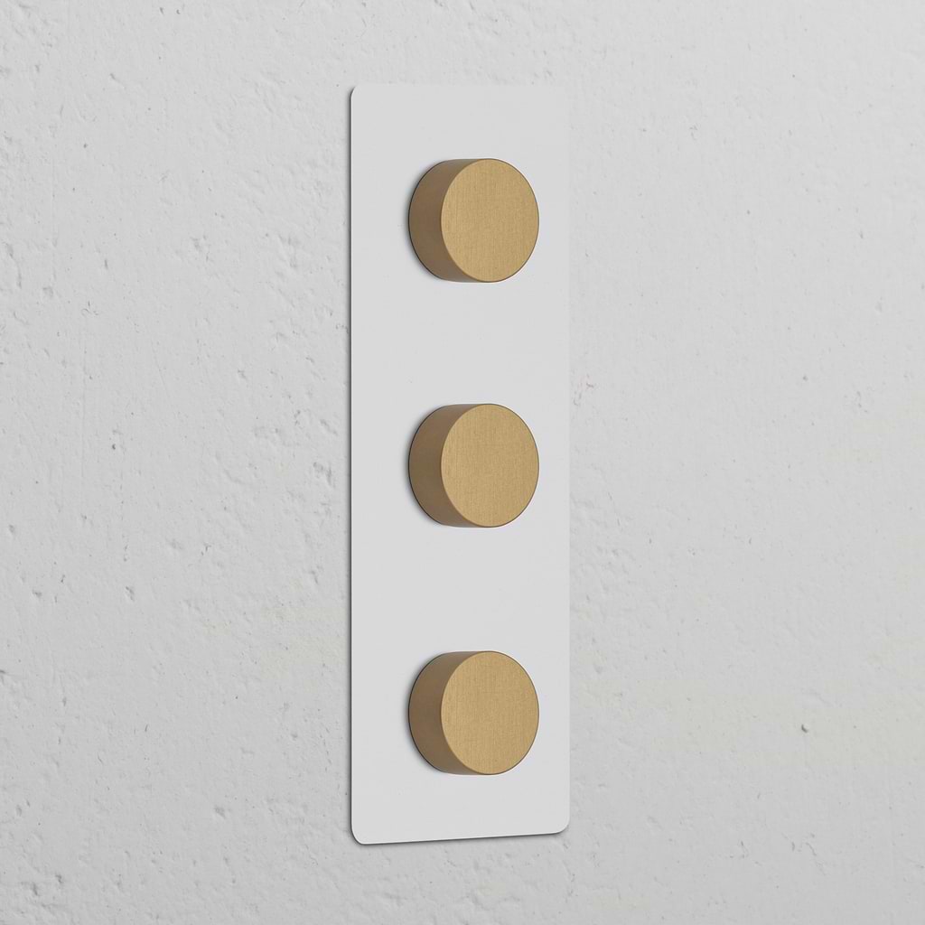Interruttore Dimmer Multidirezionale Triplo 3x Verticale – Ottone Antico Pitturabile