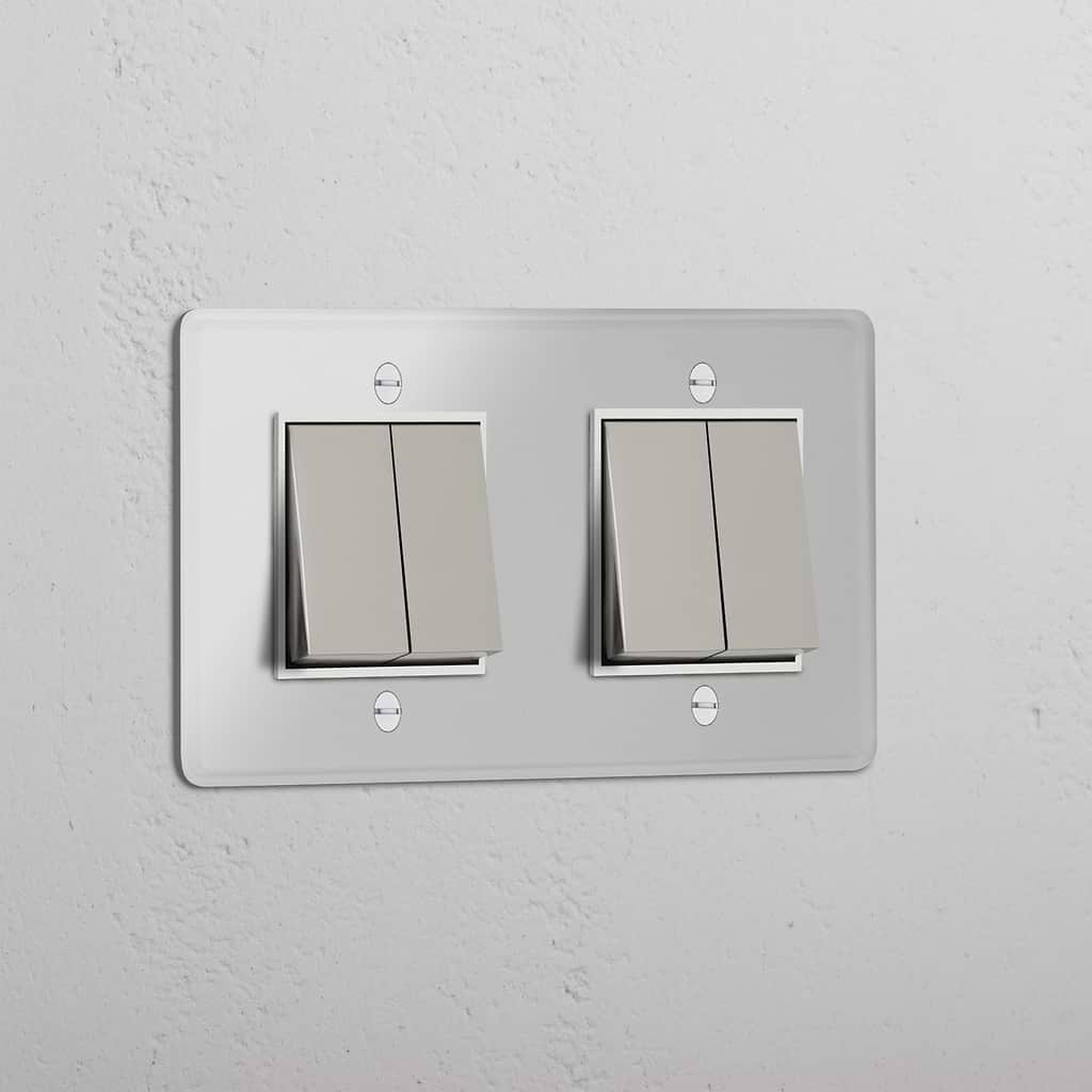Interruttore a Quattro Posizioni in Nichel Lucido Trasparente Bianco - Strumento Versatile per Controllo della Luce