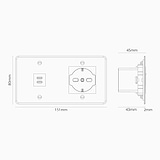 Modulo Doppio USB 30W & Schuko/Bipasso - Trasparente Nero