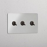 Interruttore Triplo a Levetta in Bronzo Trasparente - Accessorio Completo per Gestione Luce