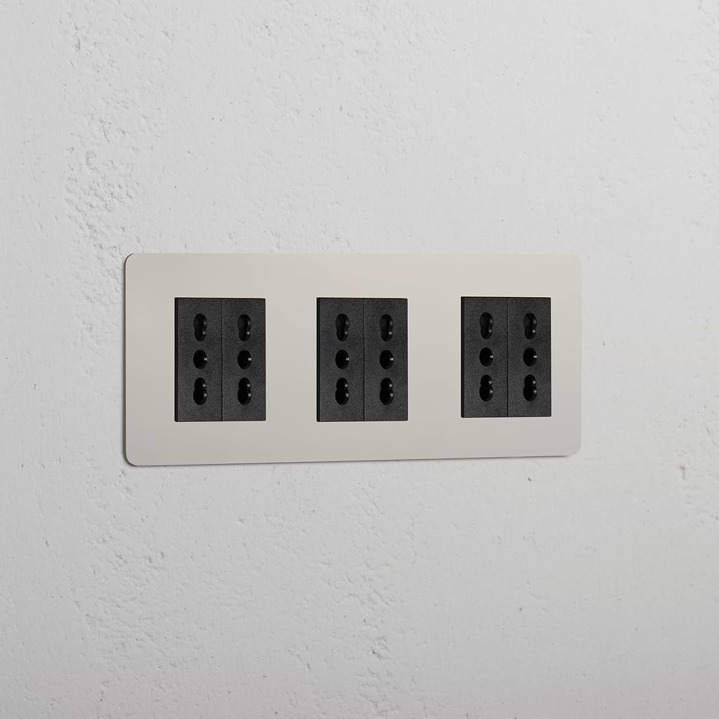 Modulo Triplo 6x Bipasso in Nichel Lucido Nero