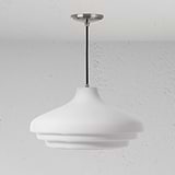 Brookfield Lampadario Grande in Vetro Opale - Nichel Lucido