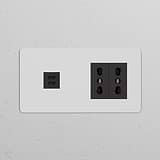 Modulo USB 30W + Modulo di alimentazione Bipasso 2x - Pitturabile Nero