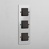 Interruttore a Bascula Triplo Verticale in Bronzo Nero Trasparente - Strumento Efficace di Controllo Luminoso