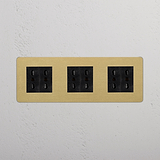 Modulo Triplo 6x Bipasso - Ottone Antico Nero