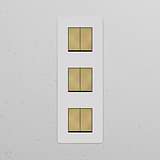 Interruttore a Bilanciere Triplo Verticale 6x – Pitturabile Ottone Antico Bianco