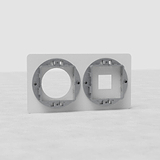 Placca Interruttore con Modulo Tondo 2x e Keystone EU, placca personalizzabile/verniciabile su superficie grigia.