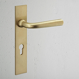 Apsley Maniglia con Placca Lunga a Molla e Serratura Euro - Ottone Antico