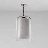 Windsor Lampadario Grande in Vetro Opale - Nichel Lucido