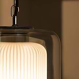 Windsor Lampadario Grande in Vetro Opale - Nichel Lucido