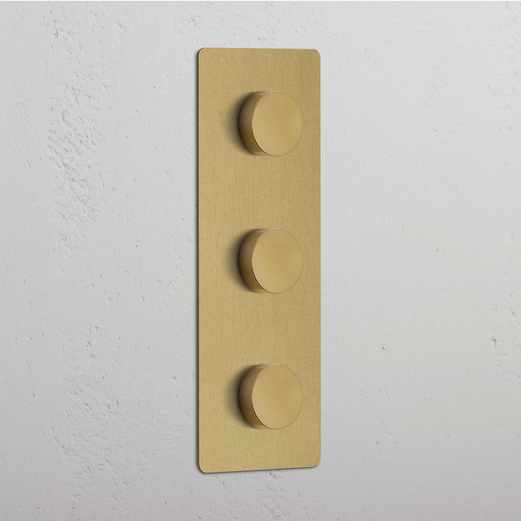 Interruttore per Dimmer Triplo in Ottone Antico con Regolazione Verticale - Controllo Luce