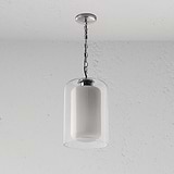 Windsor Lampadario Medio in Vetro Opale - Nichel Lucido