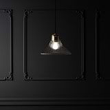 Hammersmith Lampadario Medio in Vetro Scanalato - Ottone Antico