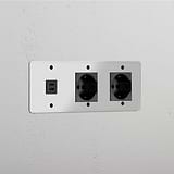 Modulo Triplo USB 30W & 2x Schuko/Bipasso in Nero Trasparente