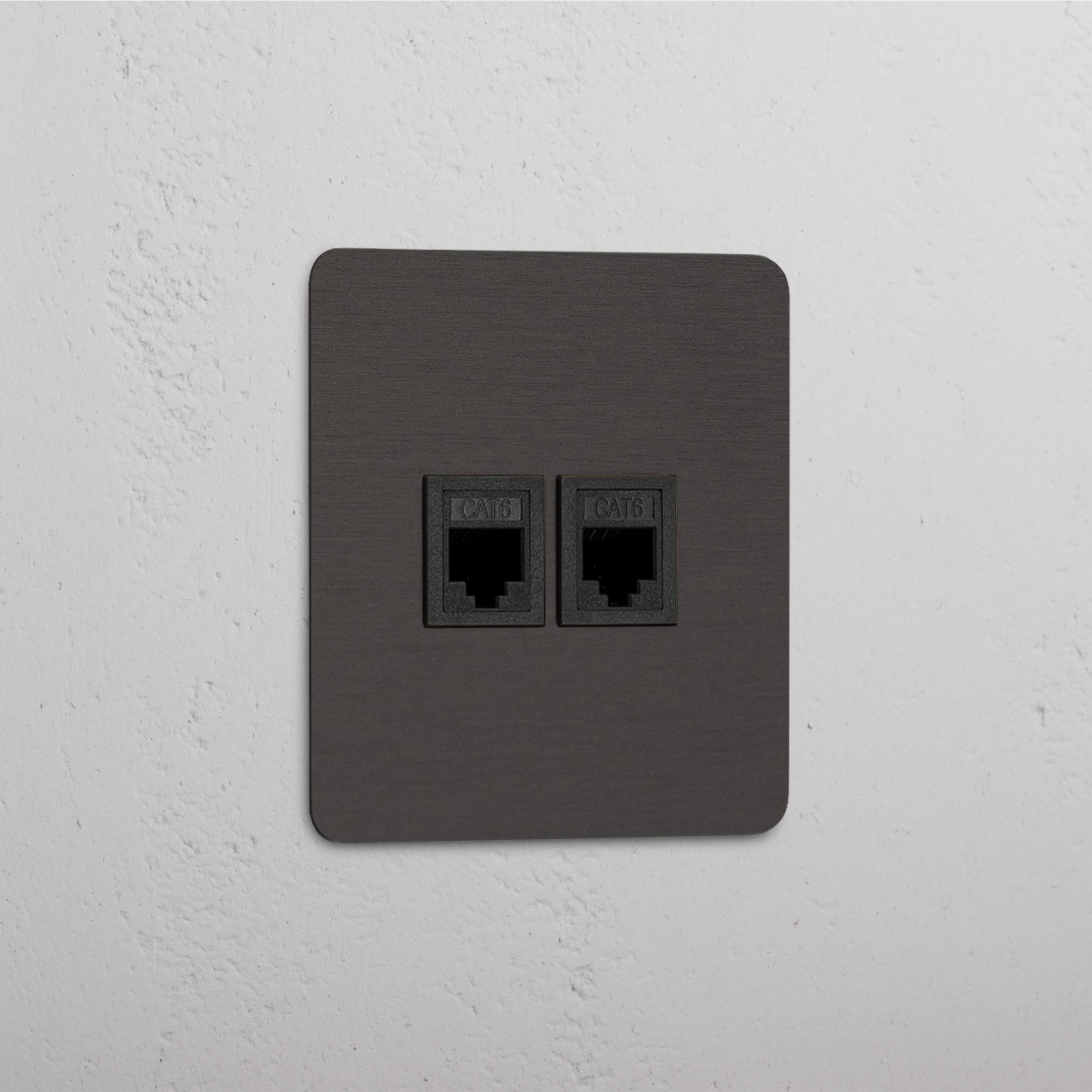 Modulo RJ45 Singolo in Bronzo Nero con Due Porte - Connessione Rete Stabile