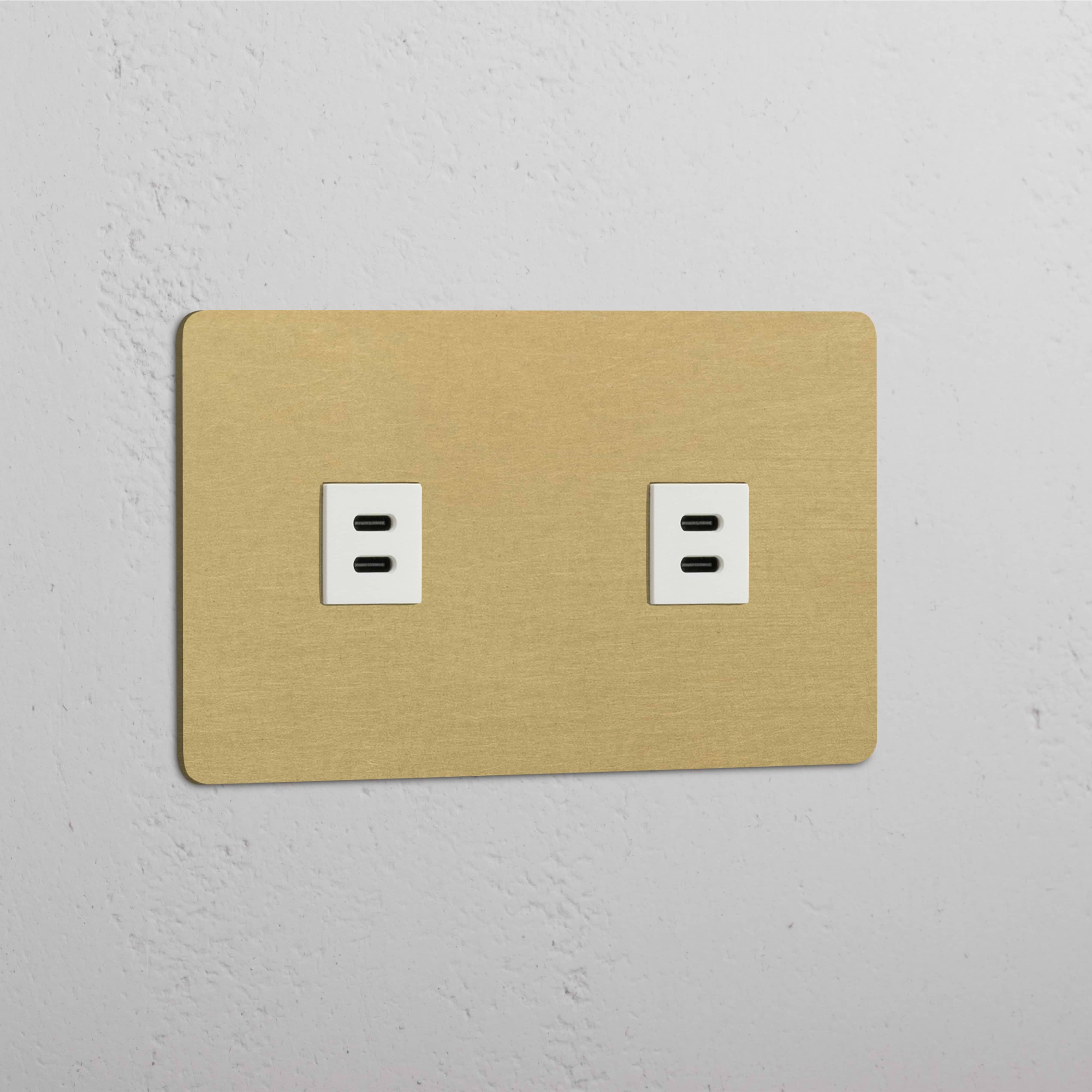 Modulo USB Doppio in Ottone Antico Bianco con Due Porte - Connettività Avanzata